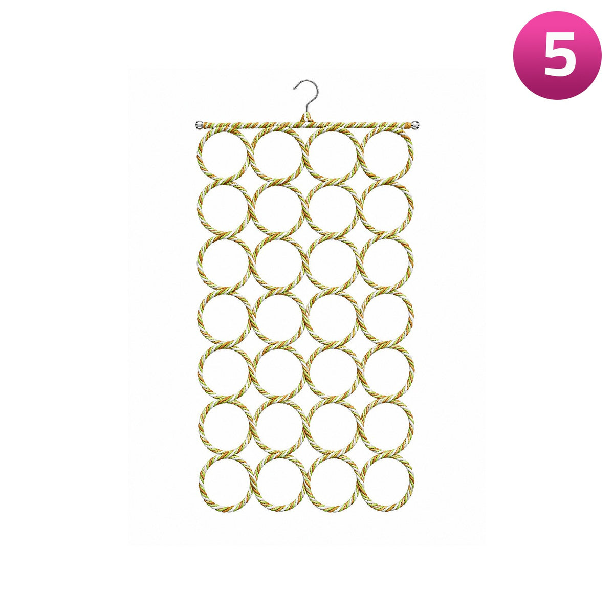 Multi-Ring Hanging Scarf Holder on a white background