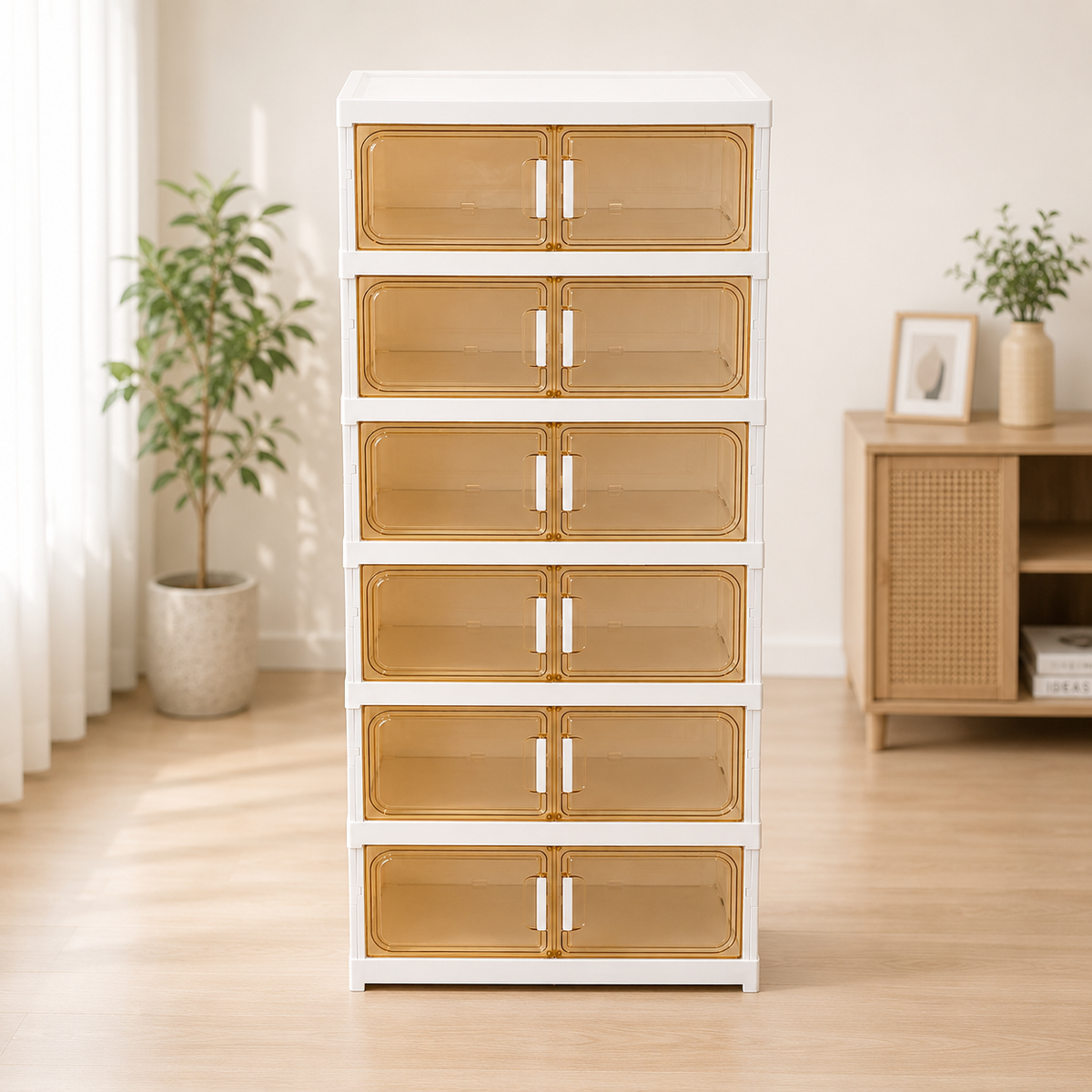 Multi-Tiered Shoe Storage Cabinet.