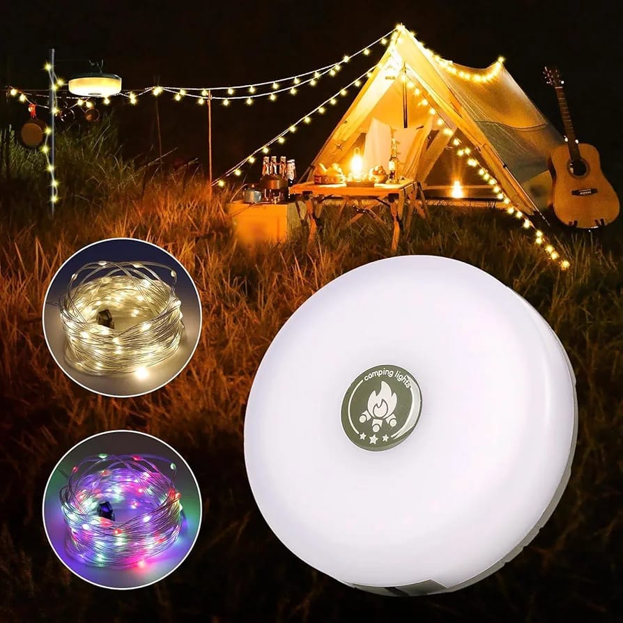 A Multi- function Camping Light is Installed On Camping Tent.