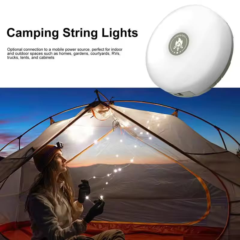 A Women is Installing Multi- function Camping Light in a Tent.