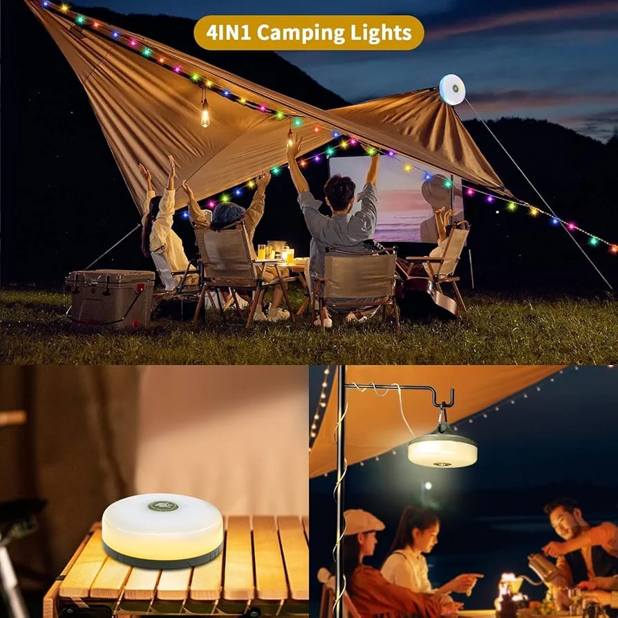 A Multi- function Camping Light is Installed On Camping Tent.