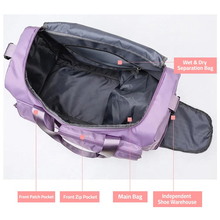 Parts Of Multi-Pocket Travel Duffle Luggage Bag.