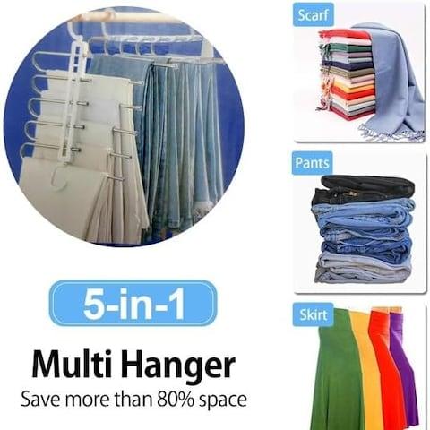 Multi-functional Pant Hanger With Cloths are Hanged On it.