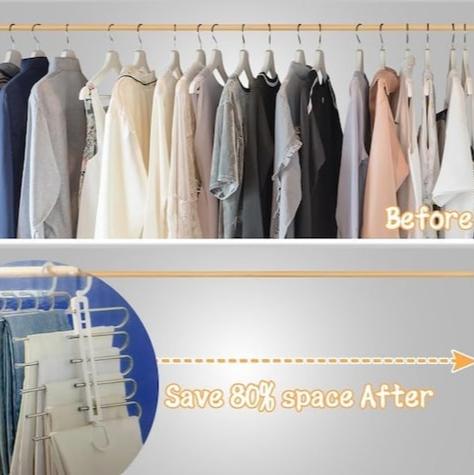 Cloths are Hanged On the Multi-functional Pant Hanger 
