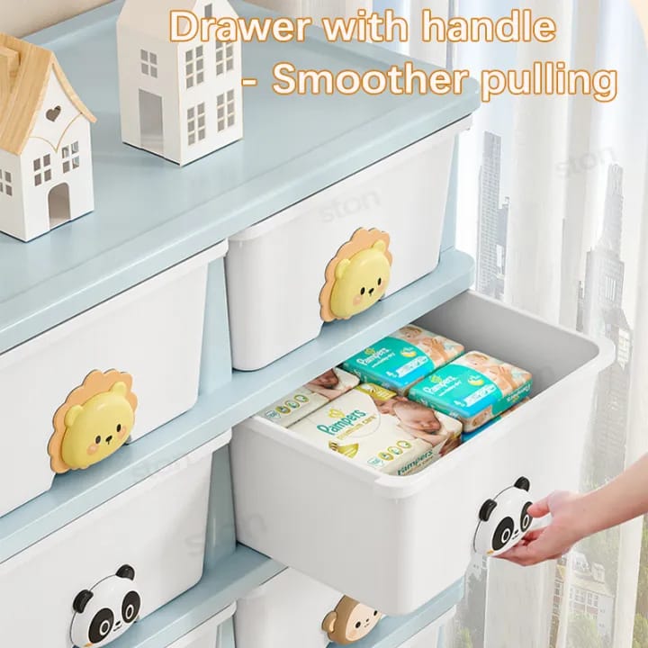 A Person is Opening The Drawer Of Multi-layer Drawer Type Storage Cabinet Box.
