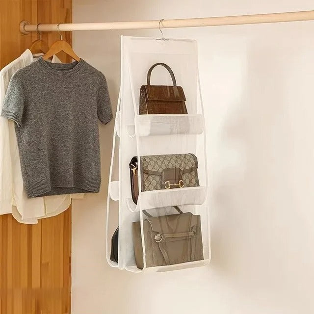 Comparing the use of Multi-layer Handbag Hanging Organizer with not using it