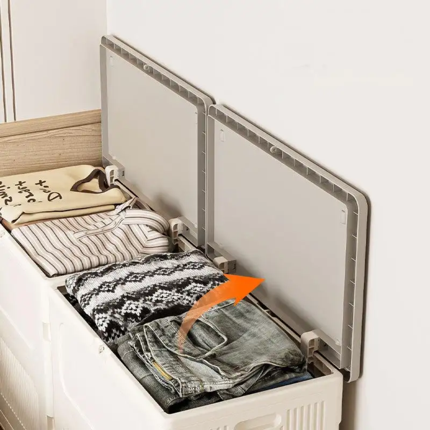 Clothes are Organized in a Multi-purpose Storage Organizer Box.