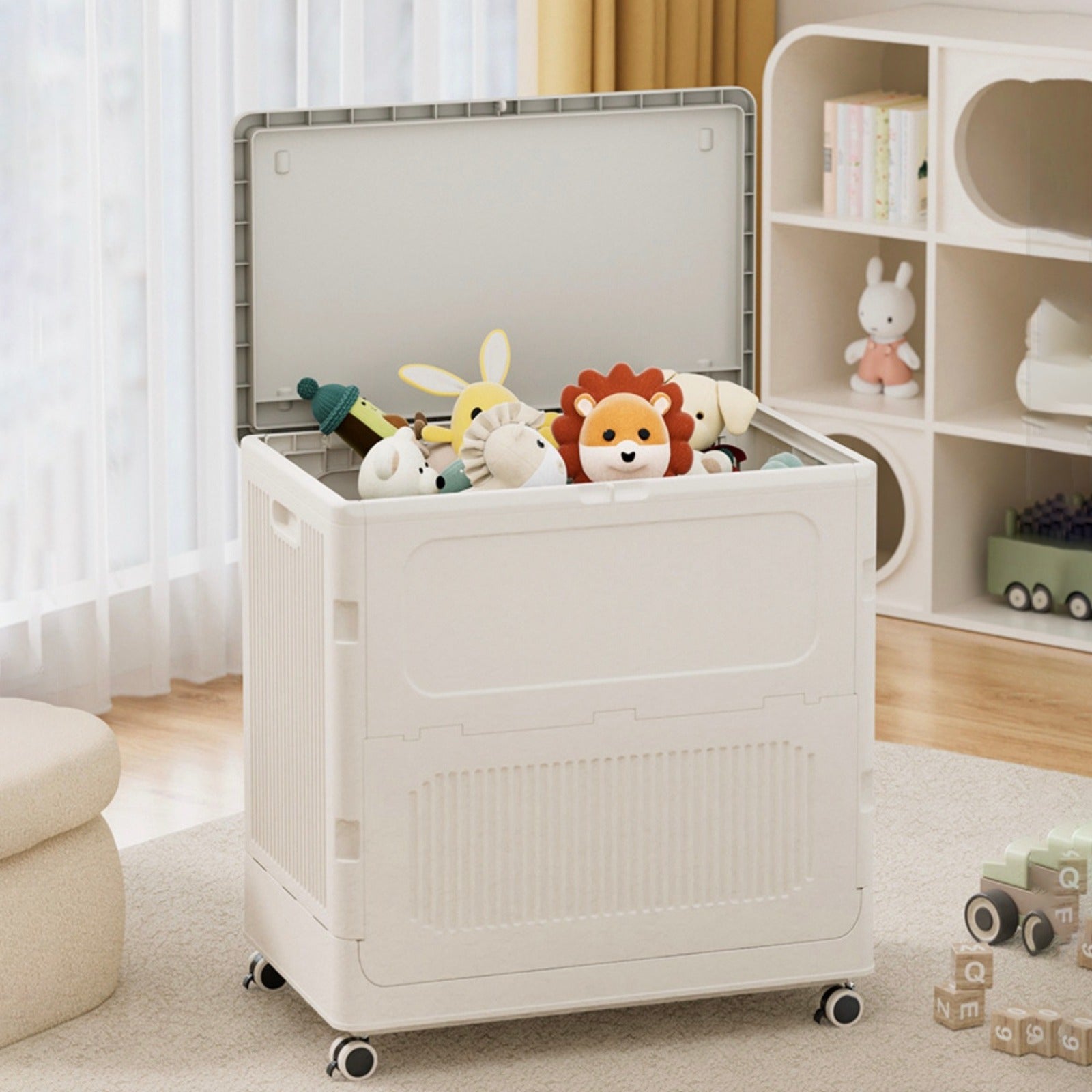 Toys are Organized in a Multi-purpose Storage Organizer Box.