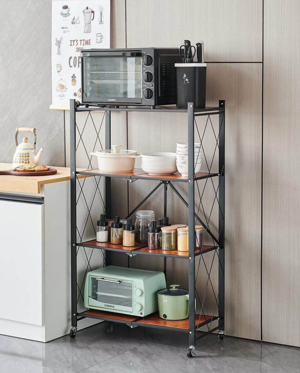 Multi-tier Storage Shelves – Folding Wooden Organizer Rack for Home & Office Multi-tier Storage Shelves – Folding Wooden Organizer Rack for Home & Office