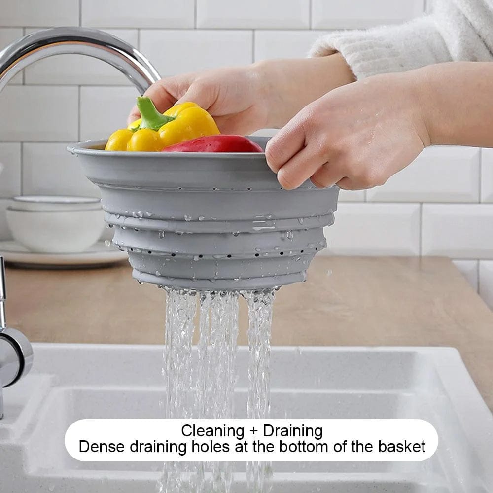 A Person is Cleaning Vegetable in a Basket Of Multifunctional Chopping Board.