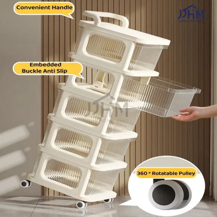Multifunctional Storage Trolley Rack, 5 Tier Drawer Cabinet For Kitche