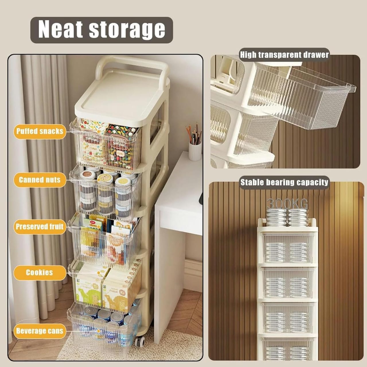 Features Of Multifunctional Storage Trolley Rack.