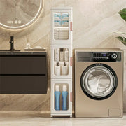 Narrow Tall Floor Storage Cabinet for Small Spaces with Doors and Wheels for Bathroom