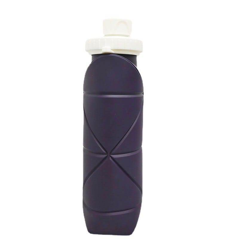 Navy Blue Foldable Silicone Travel Water Bottle.