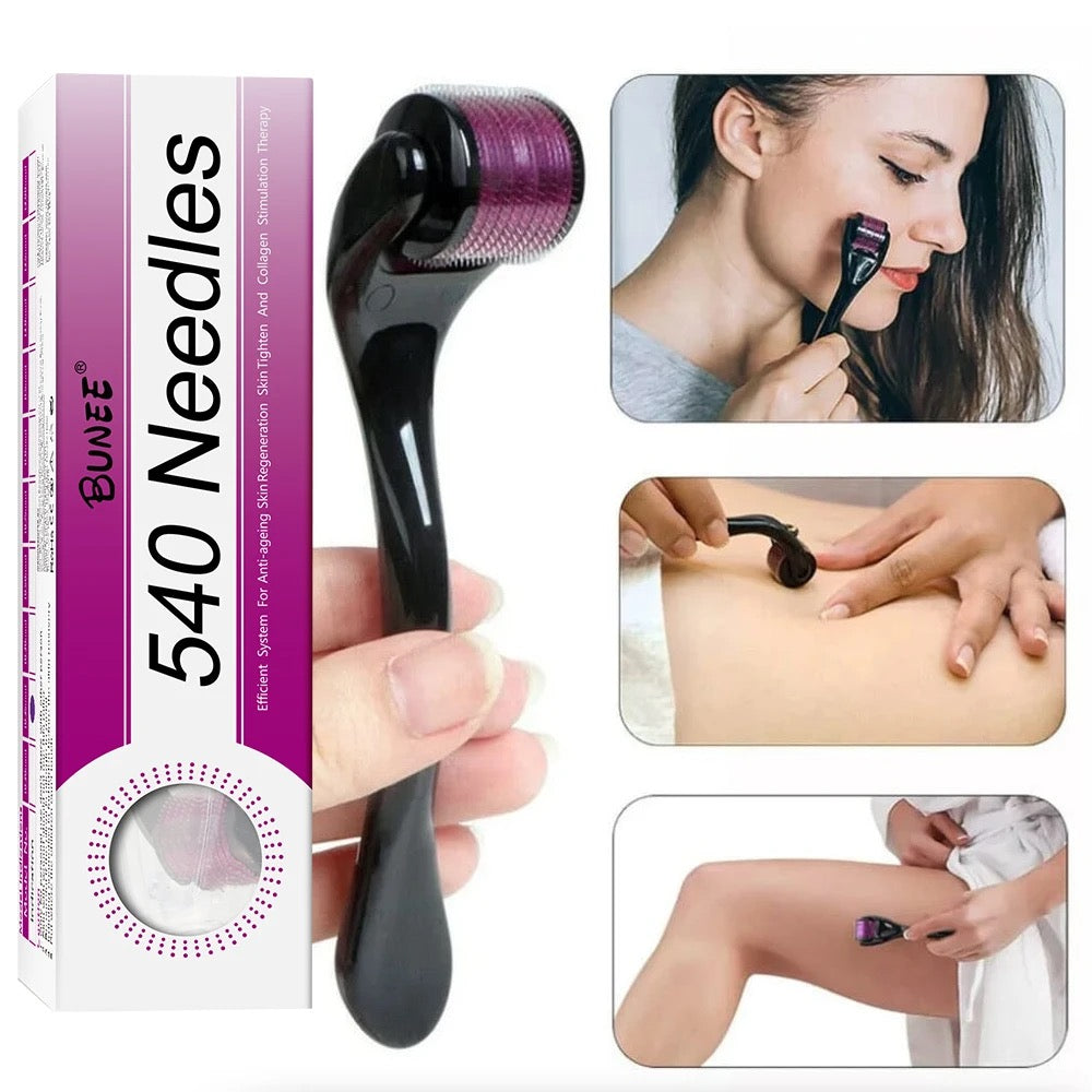 A lady using a needle roller