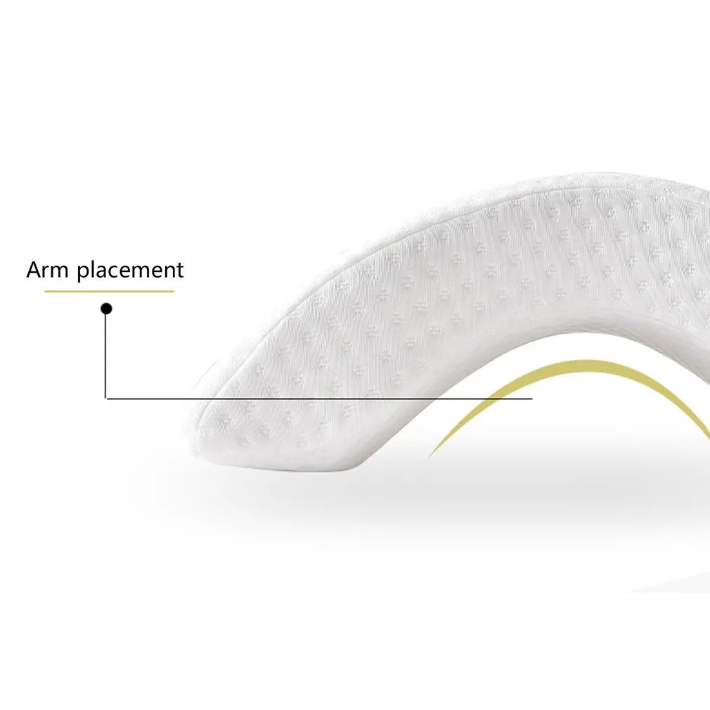 U-Shaped Curved Memory Foam Sleeping Neck Cervical Pillow with Hollow Design Arm Rest