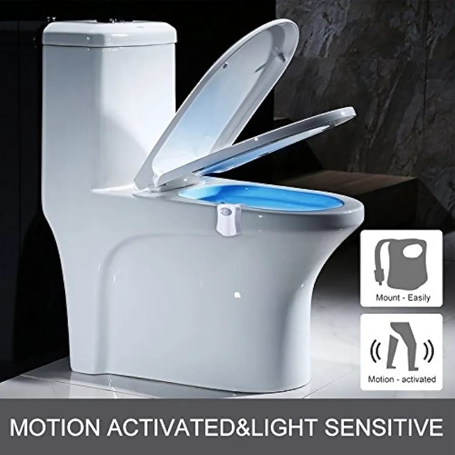 Hanging Toilet Night Lamp, Motion Activated LED Bathroom Night Light with 16 Colors Hanging Toilet Night Lamp, Motion Activated LED Bathroom Night Light with 16 Colors