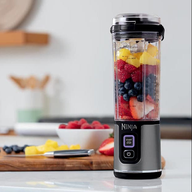 A Ninja Blast Portable Blender with Juice in Making.