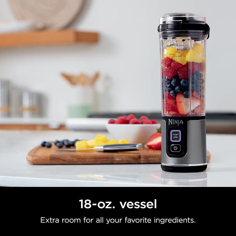 A Ninja Blast Portable Blender with Juice in Making.