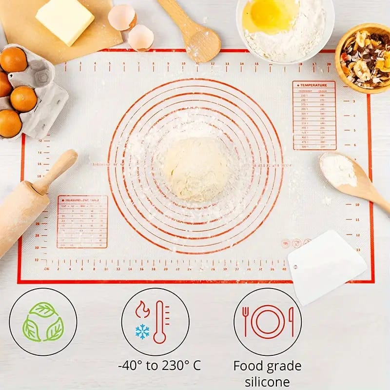 Non-Slip Baking Mat With Measurements.