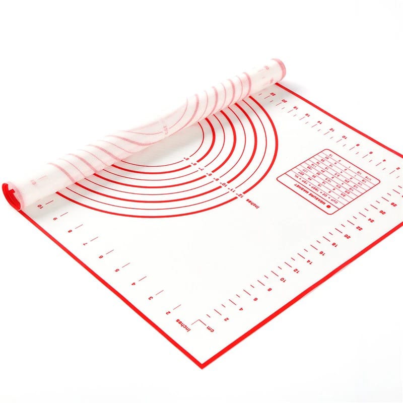 Folded Non-Slip Baking Mat With Measurements.