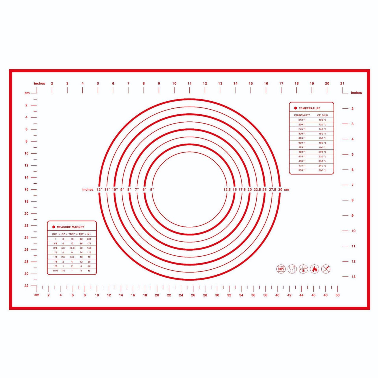 Non-Slip Baking Mat With Measurements.