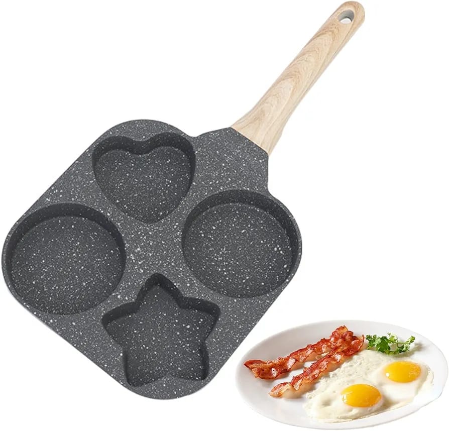 Non- Stick 4 Cup Egg Frying Pan, Kids Pancake Pan, 4 Hole Omelet Mold Non- Stick 4 Cup Egg Frying Pan, Kids Pancake Pan, 4 Hole Omelet Mold