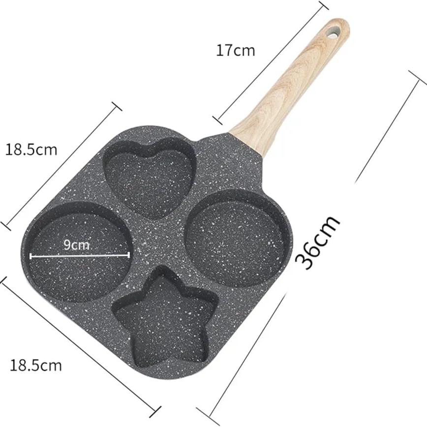 Non- Stick 4 Cup Egg Frying Pan, Kids Pancake Pan, 4 Hole Omelet Mold Non- Stick 4 Cup Egg Frying Pan, Kids Pancake Pan, 4 Hole Omelet Mold