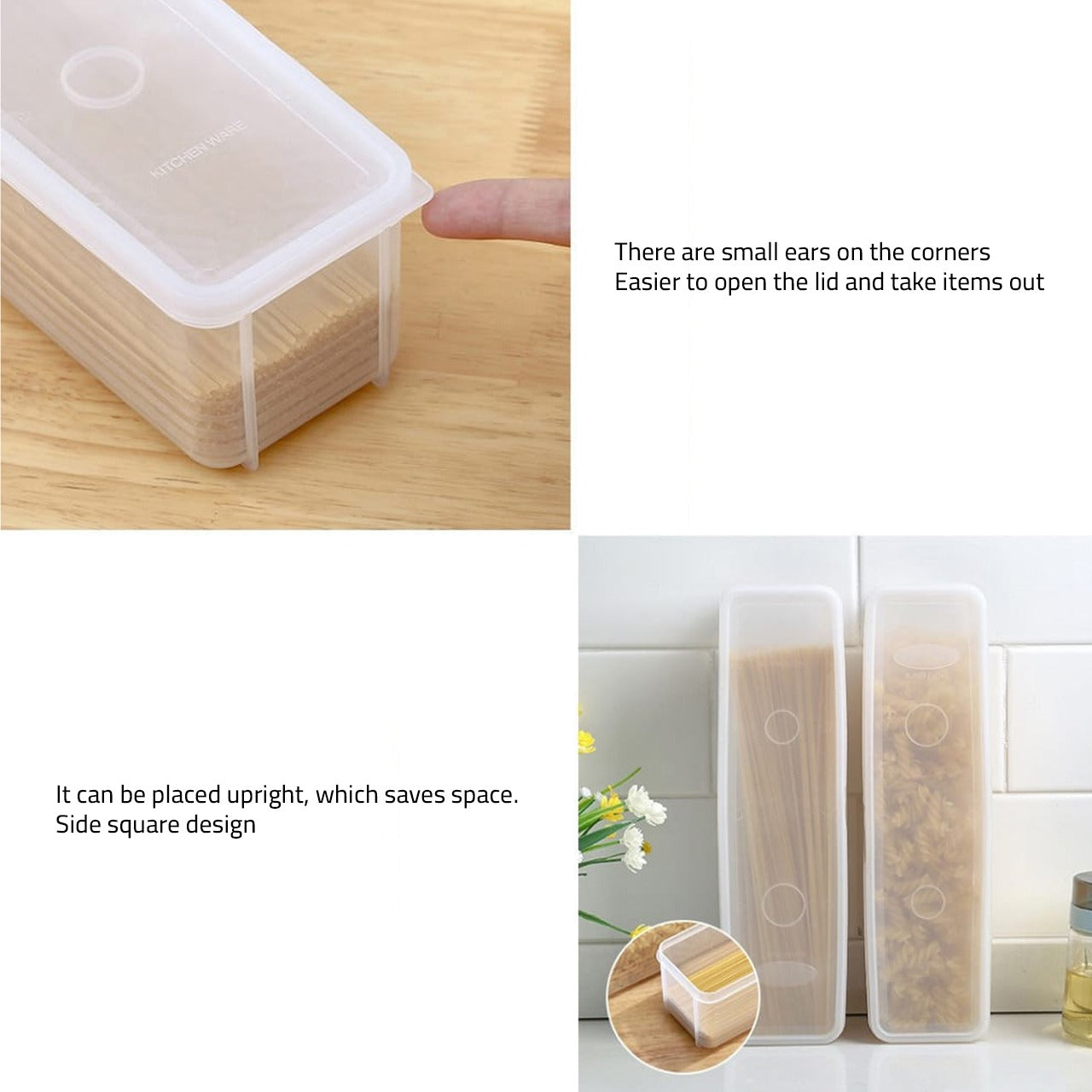 Airtight Rectangular Storage Box With Noodles.