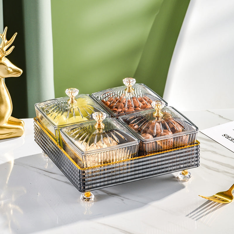 Divided Serving Dishes with Tray with Nuts.