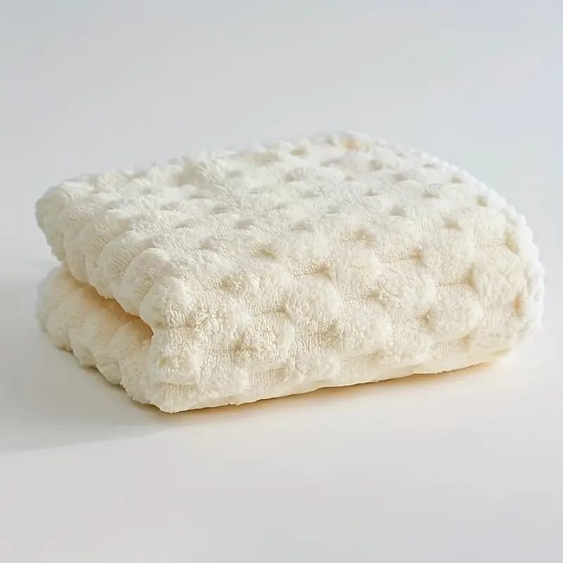 Off-White Blue Soft Coral Fleece Bath Towels.