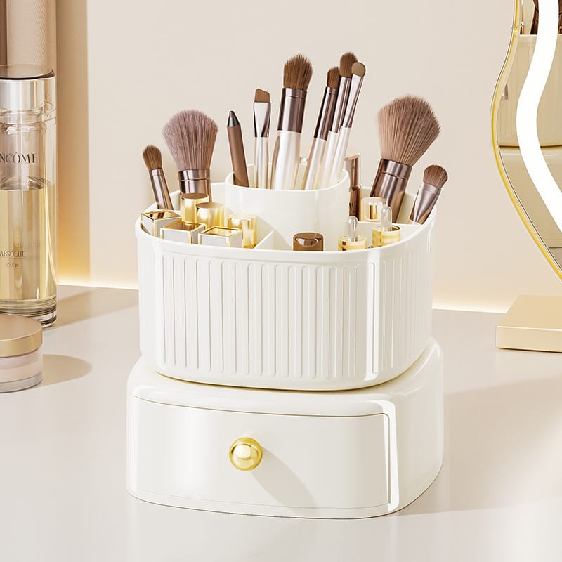 Rotating Makeup Organizer With Drawer.