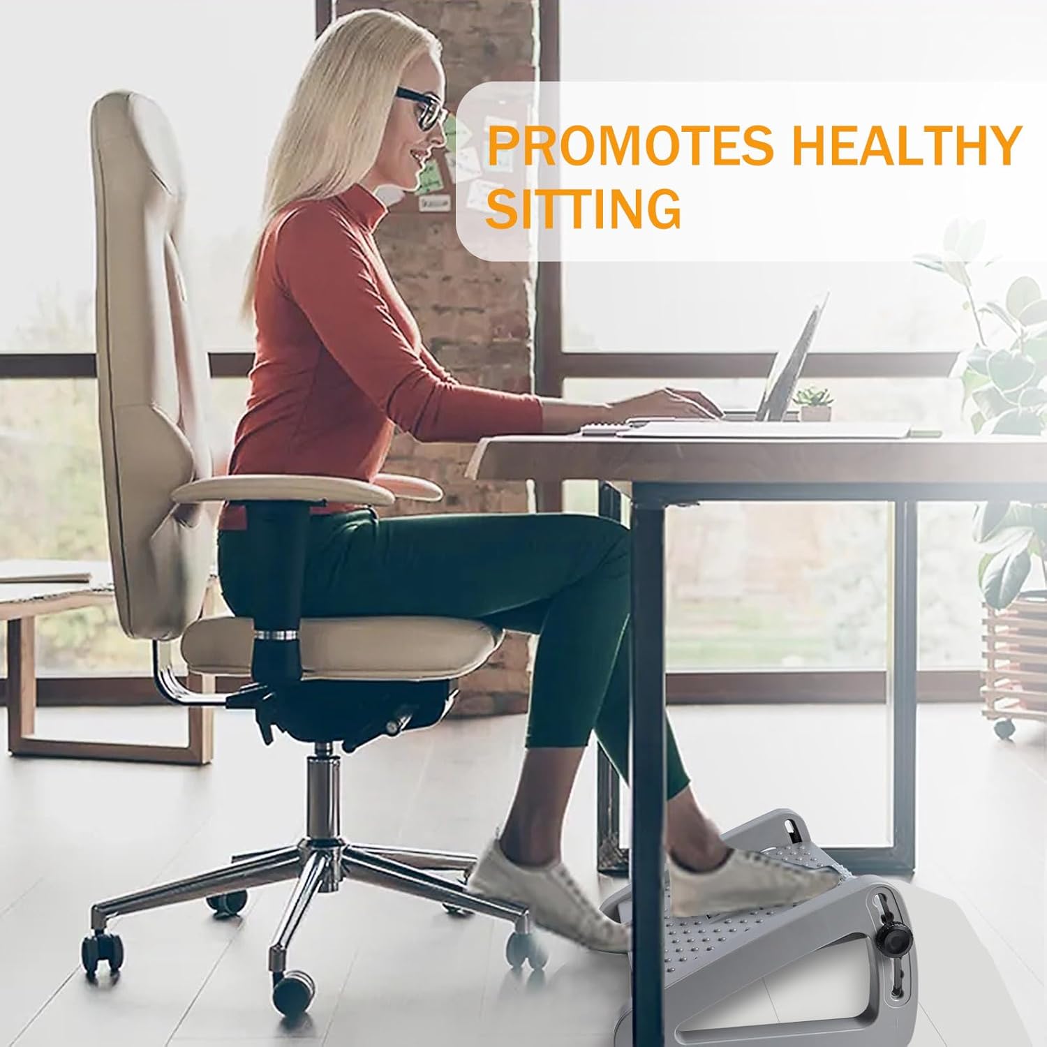 A Person Resting On the Adjustable Footrest Massager Stool.