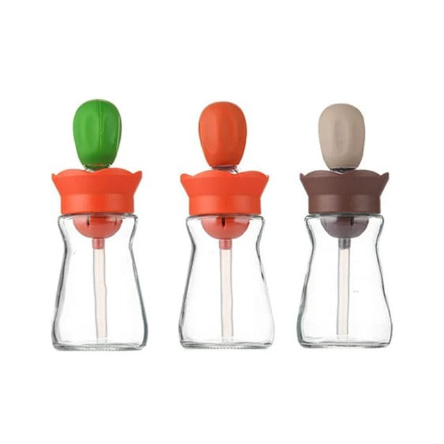 180Ml Oil Dispenser Spray Bottle with Silicone Brush in 3 Colors.