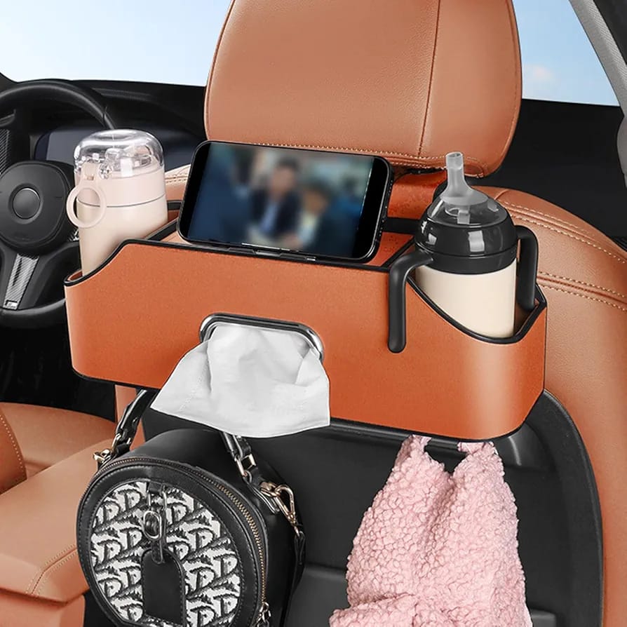Orange Car Seat Headrest Storage Organizer Box