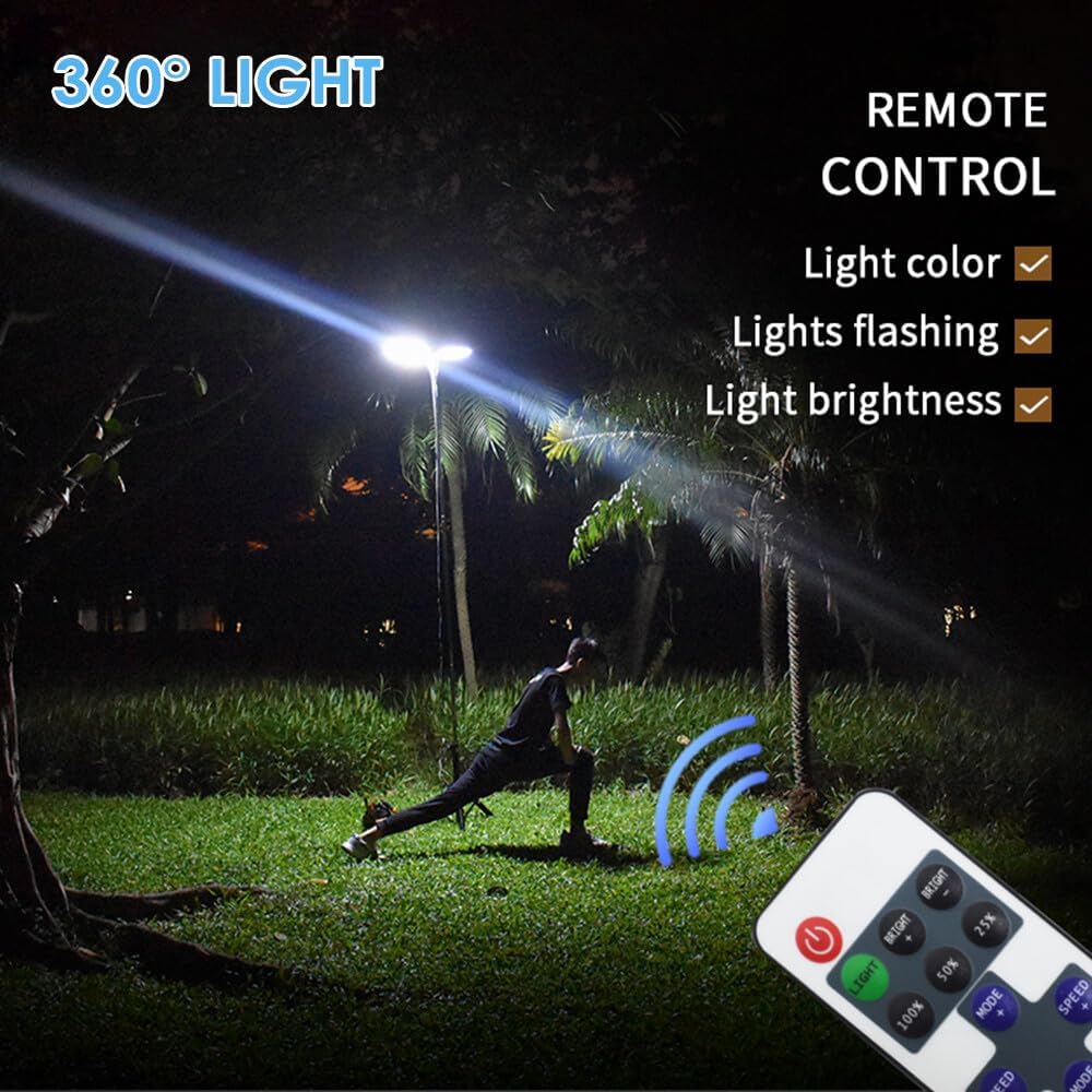 A Outdoor Multifunction Lamp is Fixed in a Park By a Person While Exercising.