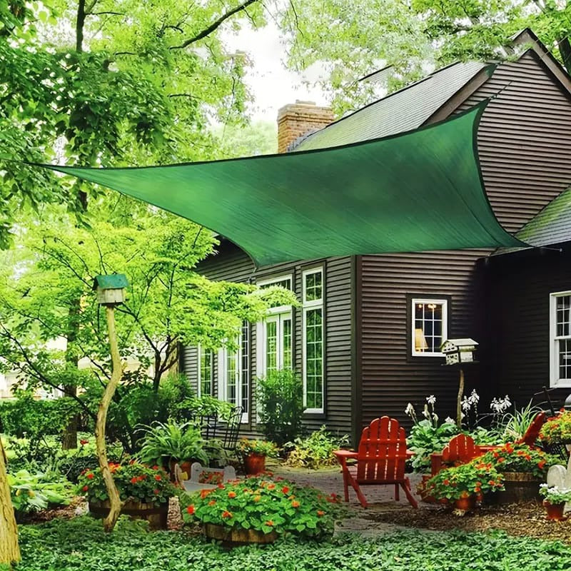 Outdoor Shade Net is Used in the Garden Area Of a House.