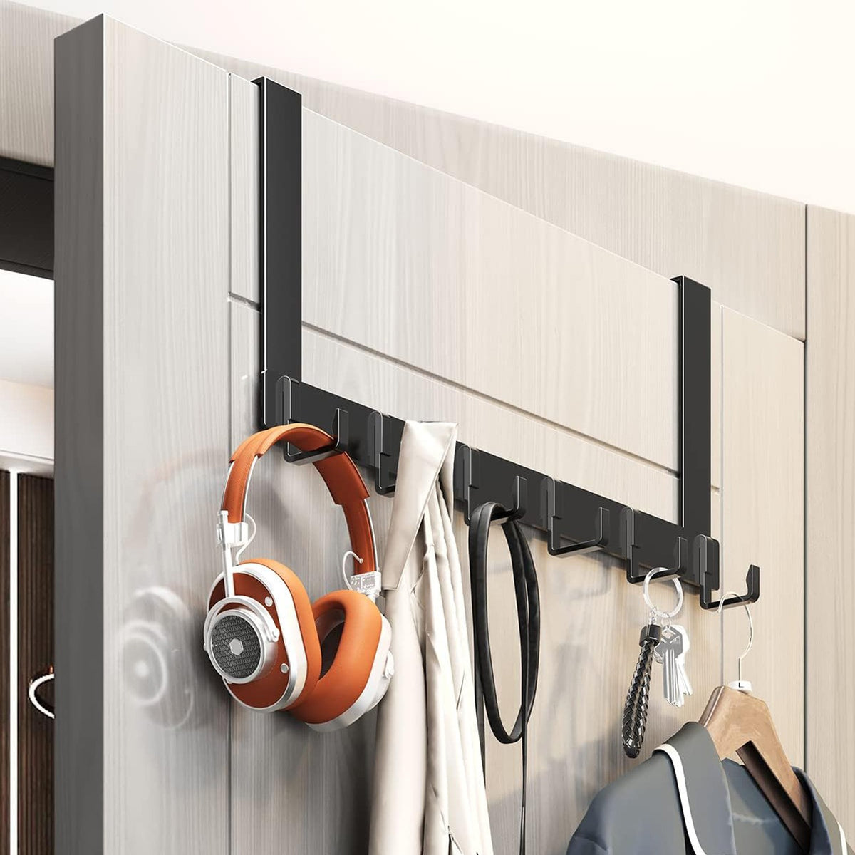 Dresses and Other Accessories are Hanged on a Over Door Hooks.