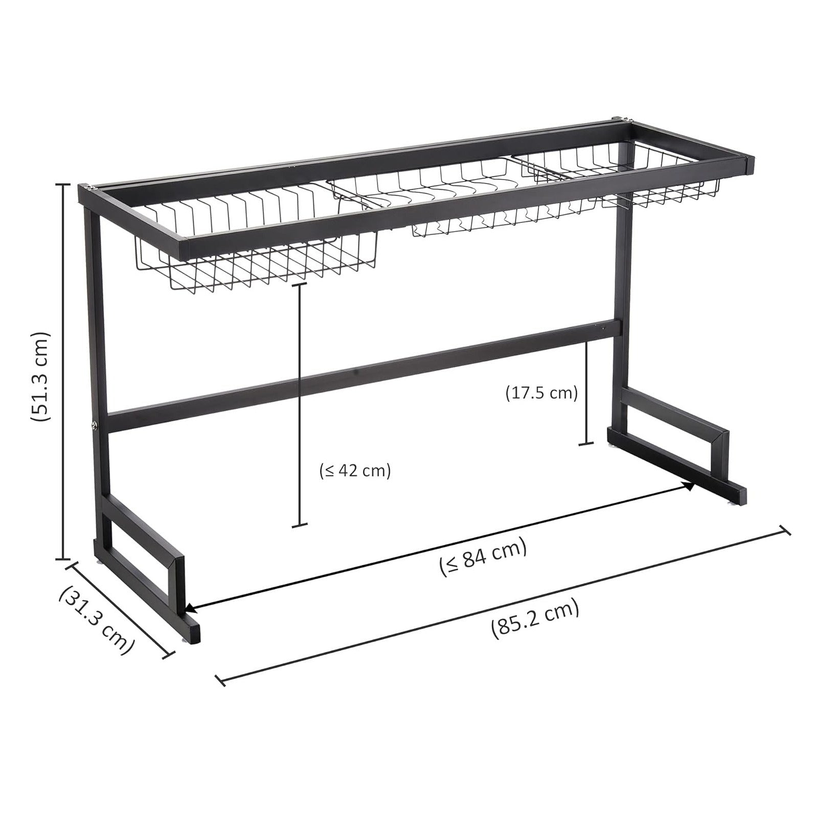 size of 2 Tier Stainless Steel Rack