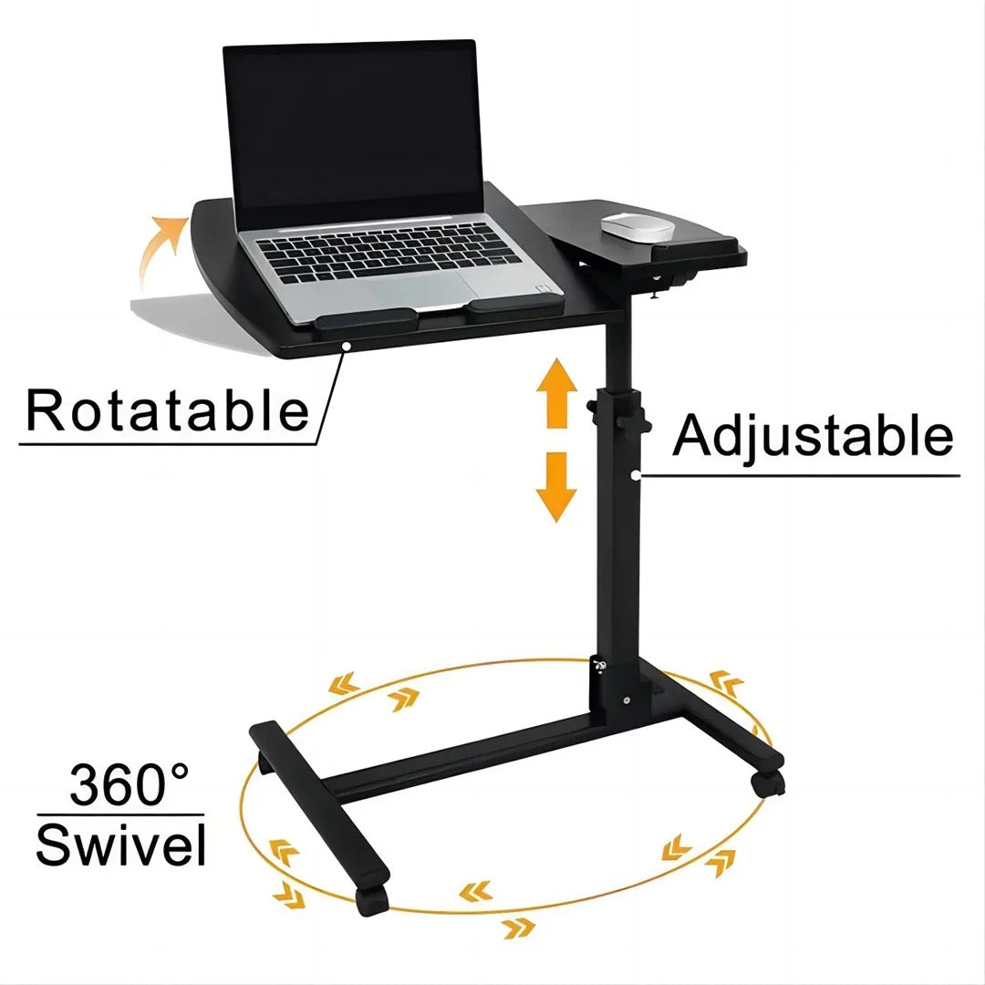 Black Adjustable Overbed Laptop Stand Table with versatile functionality