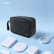PAWA Bello Travel Pouch Placed along with electronic accessories.