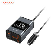 PORODO car charger with digital display on a white background