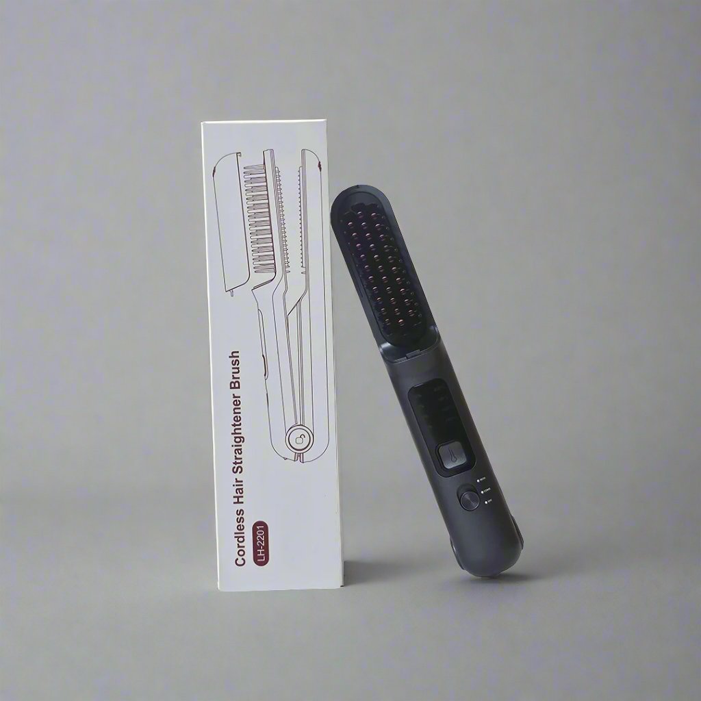 Package Of Cordless Hair Straightener Brush.