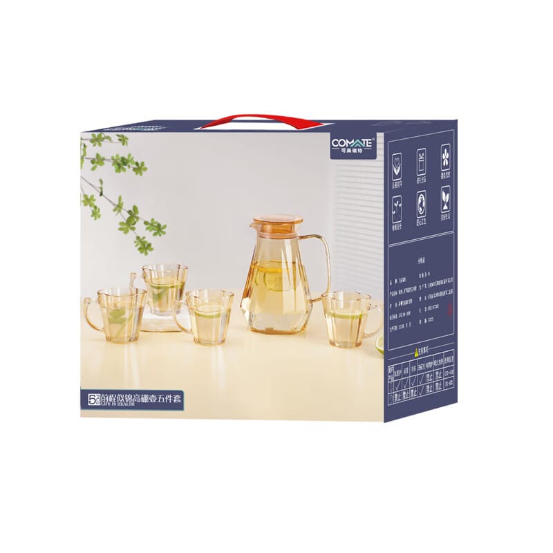 Package Of Glass Water Juice Jug Set With Glasses.