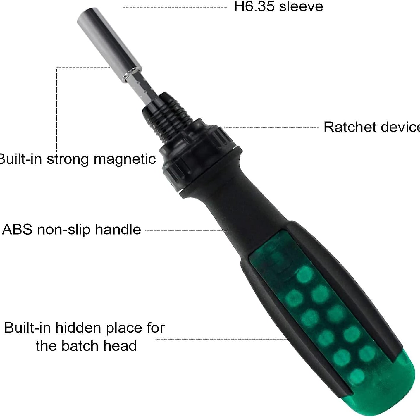 different parts of 10-in-1 Ratchet Screwdriver 