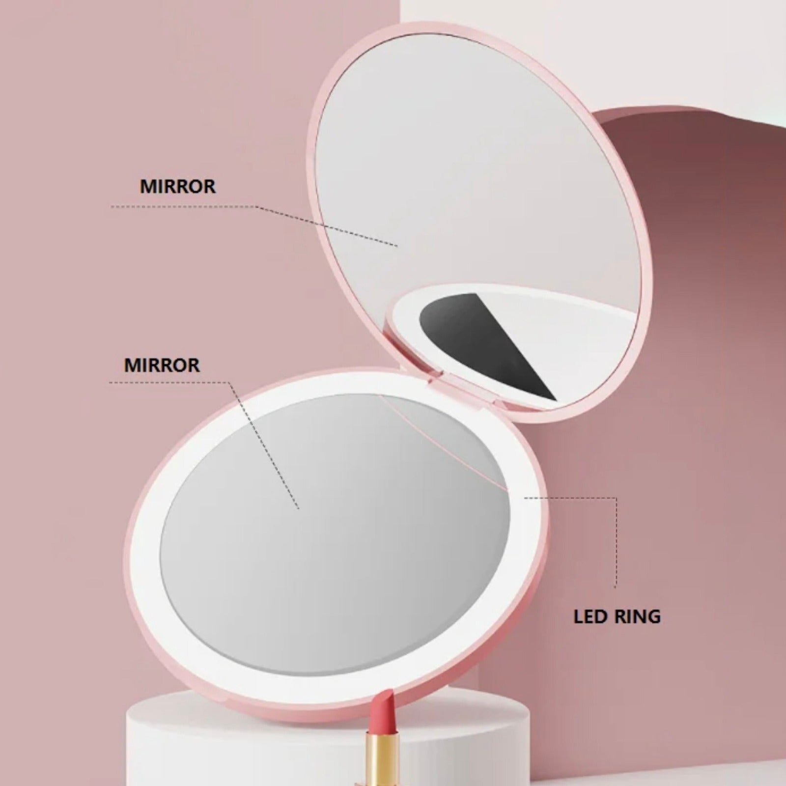 Parts Of LED Compact Makeup Mirror.