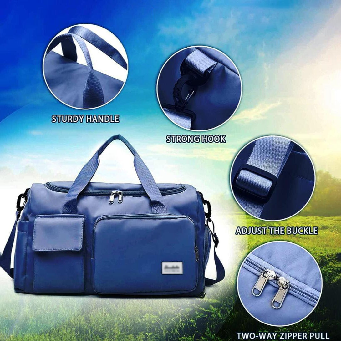 Parts Of Multi-Pocket Travel Duffle Luggage Bag.