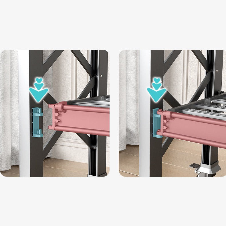 Double Rod Cloth Drying Stand, Movable Garment Display Stand For Home Double Rod Cloth Drying Stand, Movable Garment Display Stand For Home