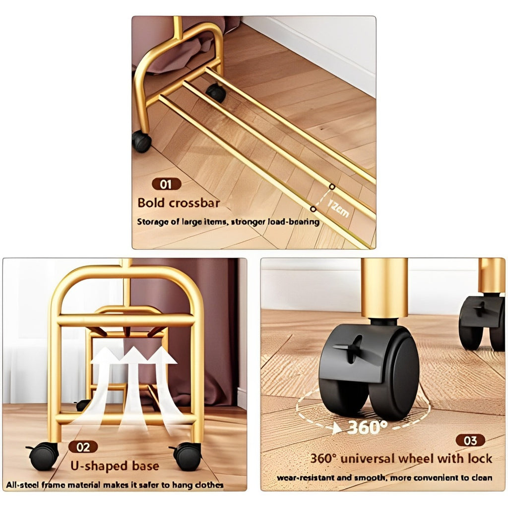 Heavy Duty Clothes Organizer Hanger Rack, Movable Cloth Display Stand with Lower Storage Shelf Heavy Duty Clothes Organizer Hanger Rack, Movable Cloth Display Stand with Lower Storage Shelf