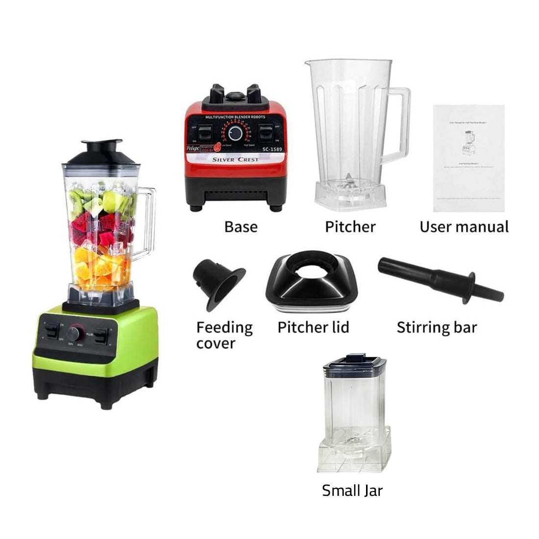 Parts Of Silver Crest 4500W Professional Large Capacity Kitchen Electric Blender Juicer, Mixer.